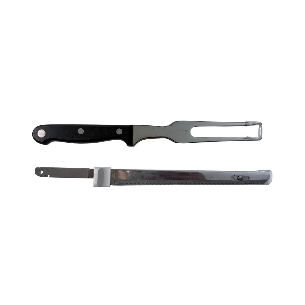 Hamilton Beach Carve'n Set Electric Knife Stainless Steel Blades Fork Case White